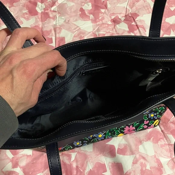 Kate Spade Navy Floral Tote Bag brand new no tags - Picture 9 of 13